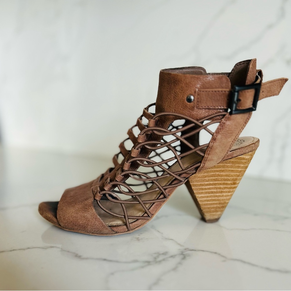 Vince Camuto Tan Caged Heels